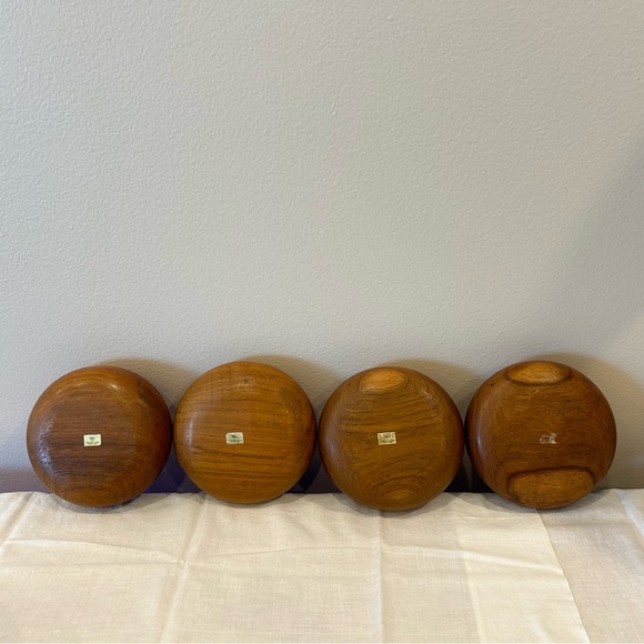 Mid Century Winsome Fine TeakWood Serving & Salad Bowls PLUS Servers 7 Pc Set - Picture 5 of 9